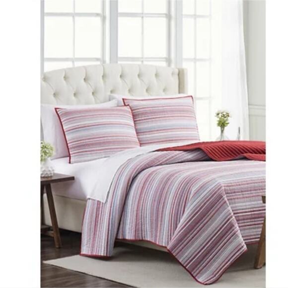 MODERN SOUTHERN HOME NWT KING BRIDGETOWN STRIPE MINI QUILT SET. - Picture 1 of 6